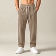 thumbnail image 2 of LODIENY Mens Double Sided Fleece Large Size (S-5XL) Pants Baggy Straight Leg Open Bottom Stretch Drawstring Heavyweight Warm Lounge Sweatpants with Pockets Khaki M, 2 of 8