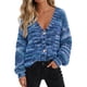 thumbnail image 1 of Suéter PRETTYGARDEN a Rayas Azul con Cuello en V y Botones Talle S, 1 of 4