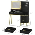 thumbnail image 3 of TROPOW Coiffeuse Cannelée de 45 Pouces avec Miroir HD Éclairé de 30 Pouces, Table de Maquillage à 5 Tiroirs avec Prise de Courant et Luminosité Réglable, Coiffeuse Moderne pour Chambre, 3 of 7