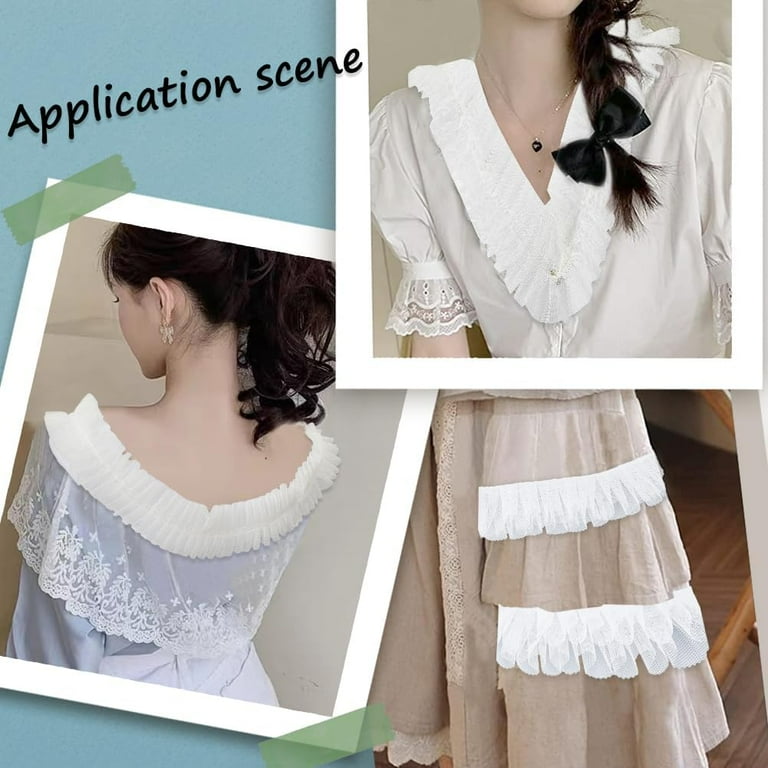 10Yards 6cm Wide Multilayer Ruffled Lace Trim Fabric Embroidery Pleated Lace  Ribbon White Gathered Mesh Edging Trimmings - Walmart.com