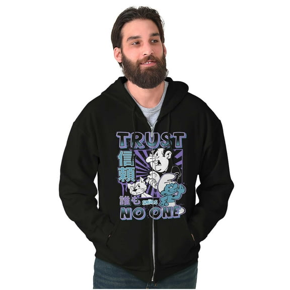 The Smurfs Cool Kanji Trust No One Men Big & Tall Zip Hoodie Brisco Brands 2X