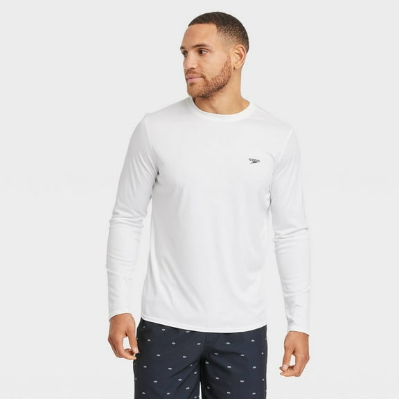 Speedo Men's Long Sleeve Rash Guard - White, XXL