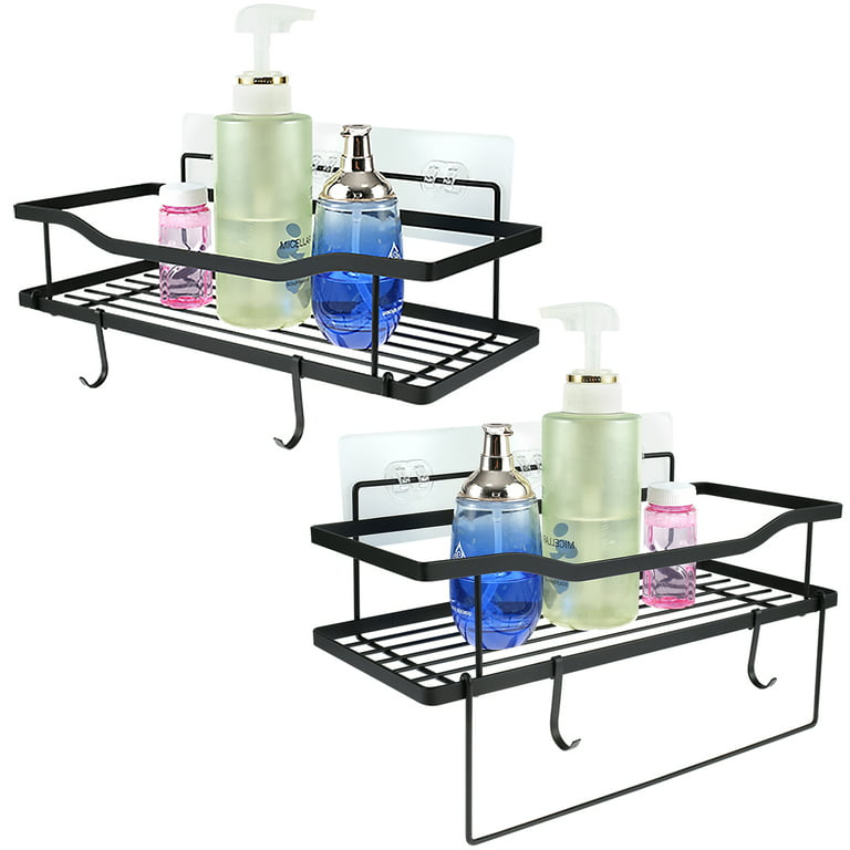 Nyidpsz 2 Pack Shower Caddy Shelf with Hook Detachable Towel Bar Strong Adhesive Durable Shower Organizer Rack No Drilling Heavy Duty Rust Resistant