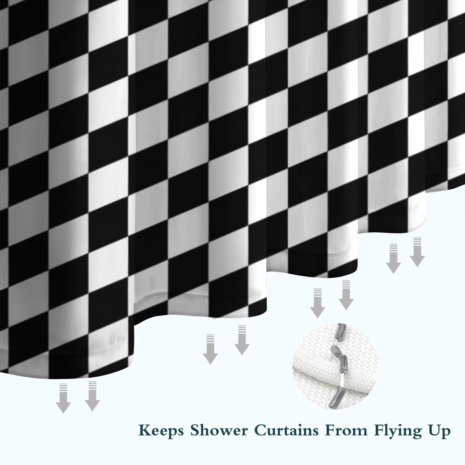 Black White Checkered Pattern Shower Curtain 36"x72" ,Bathroom Decorative Shower Curtains Set with 12 Hooks,Modern Waterproof Washable Shower Curtain