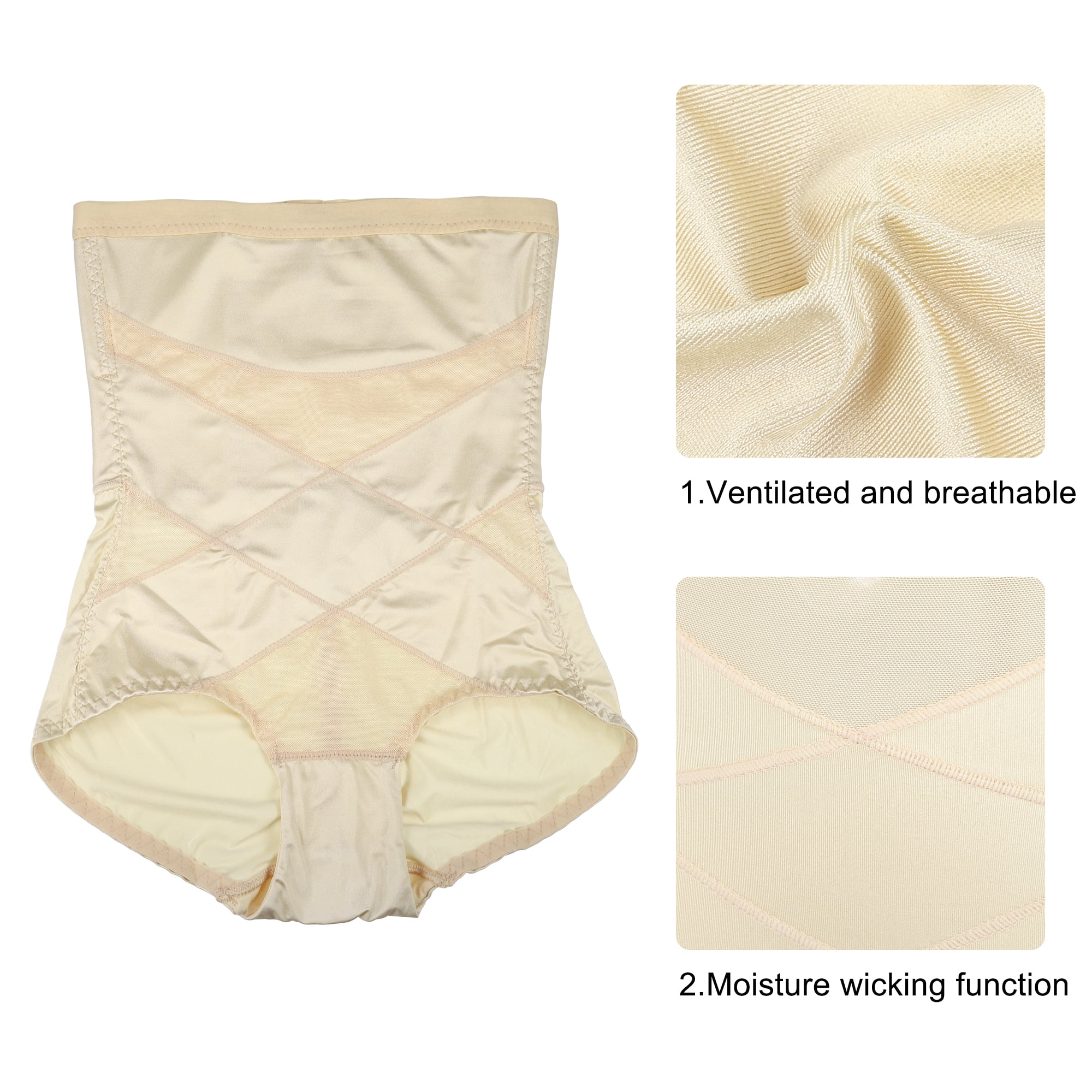 Unique Bargains Women High Waist Slimming Body Shaping Tummy Control Shapewear L Beige