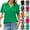 03# Green, variant on Trendy V Neck Polo Shirts Women'S Short Sleeve Summer Business Casual Collared Tees,Wine Xxl