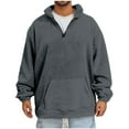 thumbnail image 2 of lkfuzj Men's Casual Flannel Sweatshirt Long Sleeve Fleece Thermal Stand Collar 1/4 Zipper Pullover Running Workout Athletic Shirts Tops - Dark Gray, 2 of 7