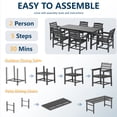 thumbnail image 5 of FOOWIN 7-Piece Patio Dining Set, HDPE All-Weather Outdoor Furniture with 6 Chairs and 1 Table, Grey, 5 of 11