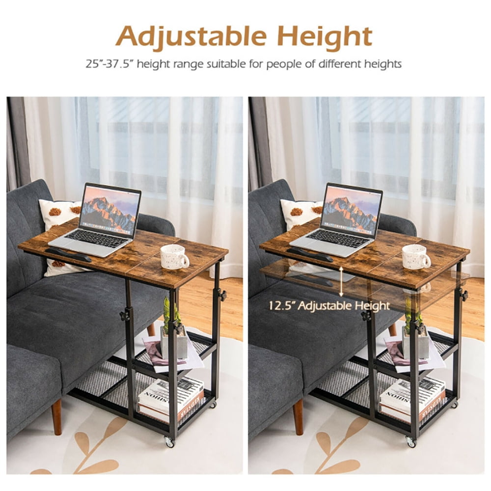 Finihen Adjustable End Table, Sofa Side Table, Bed Side Table, Adjustable C-Shaped Bedside Table, for Living Room, Bedroom, Rustic Brown Finihen Adjustable End Table, Sofa Side Table, Bed Side Table, Adjustable C-Shaped Bedside Table, for Living Room, Bedroom, Rustic Brown