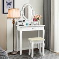 thumbnail image 3 of Gymax 3 Drawers Bedroom Vanity Makeup Dressing Table Stool Set Lighted Mirror W/10 LED Bulbs, 3 of 10