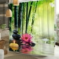thumbnail image 4 of Zen Spa Shower Curtains for Bathroom Japanese Style Lotus Green Bamboo Shower Curtains Set for Meditation Bathroom Decor 72x72 Inch Waterproof Polyester Fabric with 12 Hooks, 4 of 6
