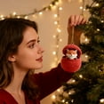 thumbnail image 4 of Christmas Knit-Ball Animals Series Acrylic Ornaments Cute Woodlands Friend With Fair-Isle Patterns, 4 of 6