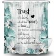 thumbnail image 3 of Rustic Farmhouse Teal Shower Curtain Bible Verse Inspirational Shower Curtain Country Farm Teal Daisy Flowers Butterfly Abstract Shower Curtain Set, Turquoise Blue Shower Curtain for Bathroom, 70X84IN, 3 of 5