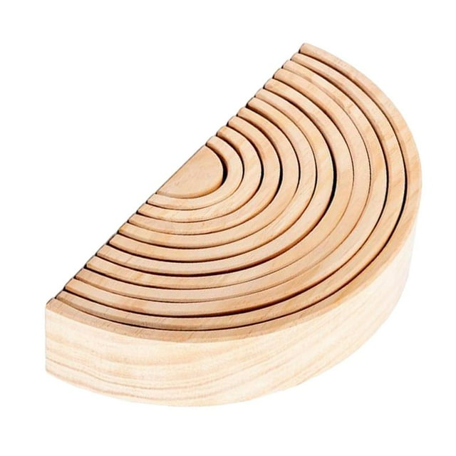 12 Pieces Wooden Building Blocks Semi-circle Game Children Puzzle Toy - B, as described B