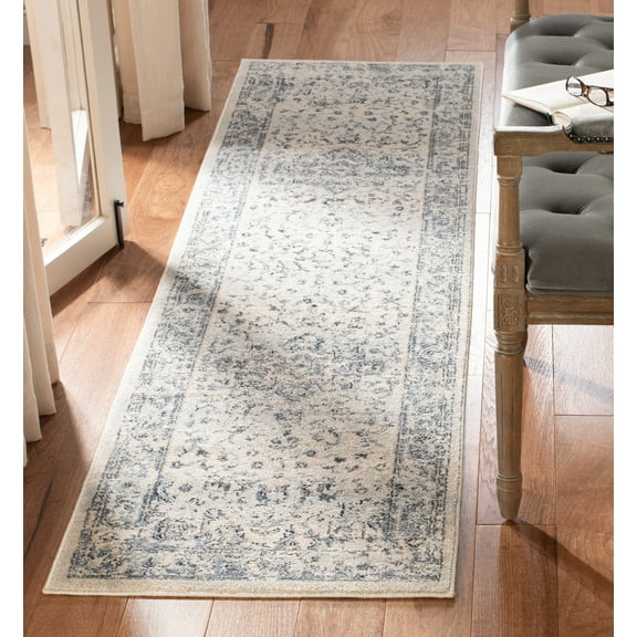SAFAVIEH Charleston Zharko Floral Runner Rug, Ivory/Navy, 2' x 8'
