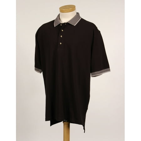 - Tri-Mountain Sterling 196 jacquard trim cotton golf shirt, 2X-Large, Black/Gray