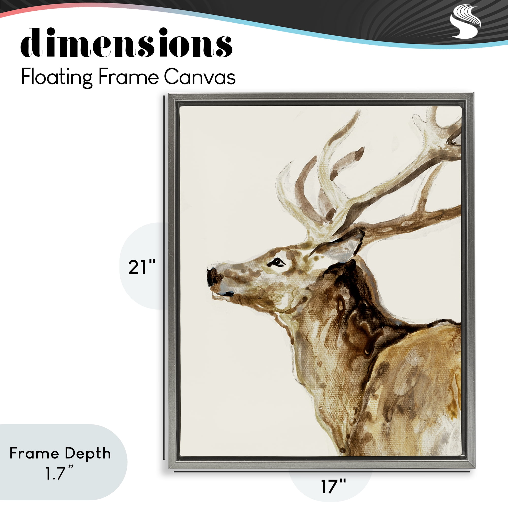 Stupell Industries Deer Portrait Profile View Gray Framed Floater Canvas Wall Art, design by Lorenzo Collective