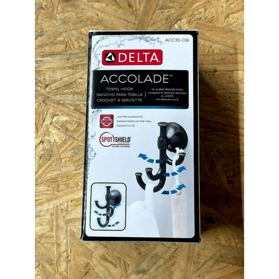Delta Accolade 3-Prong J-Hook Towel Hook Bronze Wall Mounted Expandable Acc35-Ob