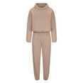 thumbnail image 2 of Two Piece Sets for Women Casual Solid Color Long Sleeved Hoodie Trousers Sweatershirt Sports Suit, 2 of 5