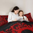 thumbnail image 4 of Feelyou Hippie Western Skull Queen Comforter Set, Boho Damask Floral Comforter Sets Queen, Red Black, Black Reversible, 3pcs, 1 Comforter and 2 Pillowcases, 4 of 7
