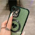 thumbnail image 4 of Compatible with iPhone 13 Pro Max 6.7 Inch Case with Magsafe, Plating Heart Glitter Magnetic Case for Women Girl TPU Camera Protection Back Cover for iPhone 13 Pro Max Green, 4 of 14