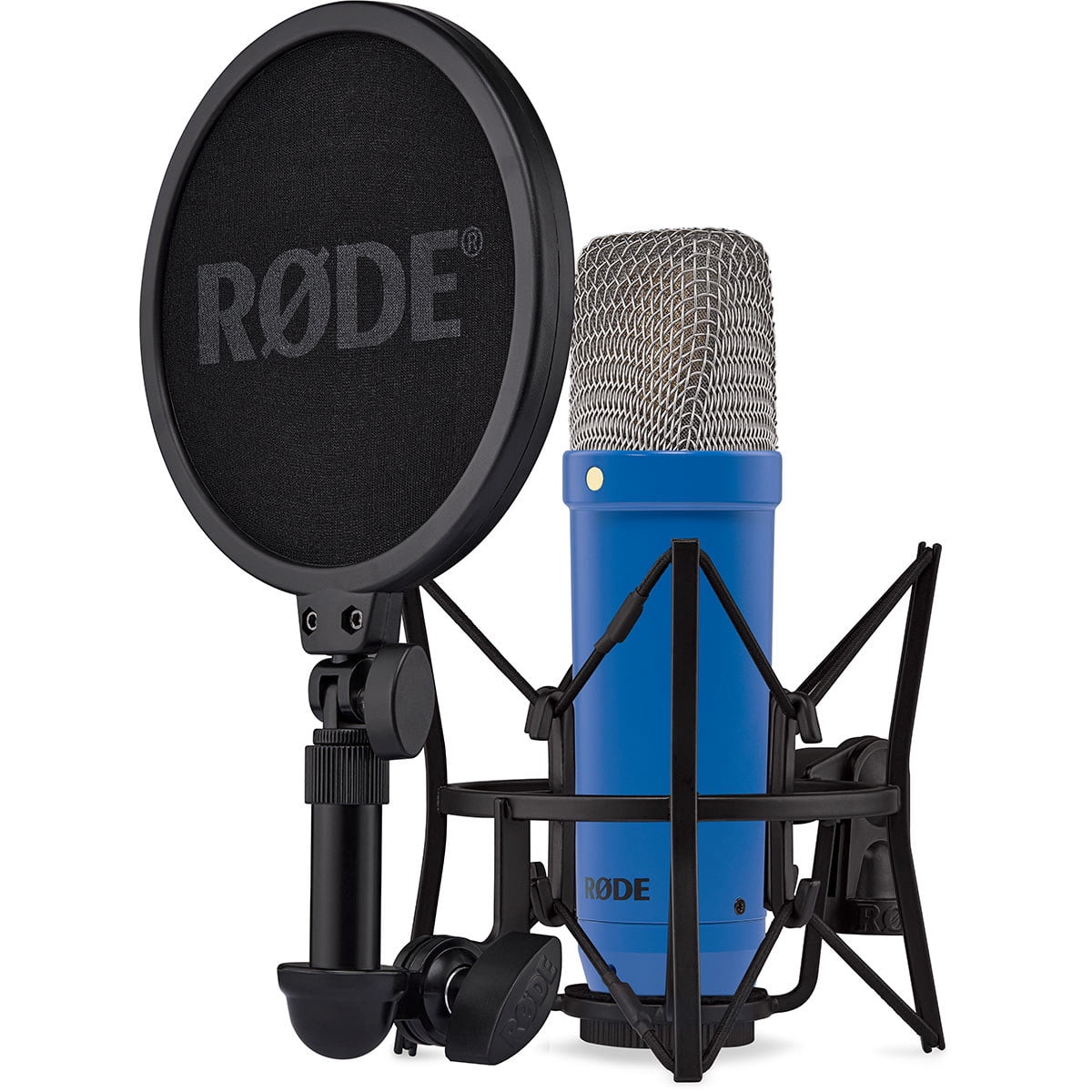 Rode Signature Series NT1 Cardioid Condenser Studio Microphone, Cobalt, Bundle with H&A Microphone Stand and TAPH100 Studio Monitor Headphones