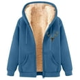 thumbnail image 2 of KeShDi Zip up Hoodie Men Sherpa Hoodie Flannel Sweatshirts Hooded Fashionable Men's Casual Long Sleeved Hooded Solid Color Zipper Cardigan Jacket Light Blue M, 2 of 4