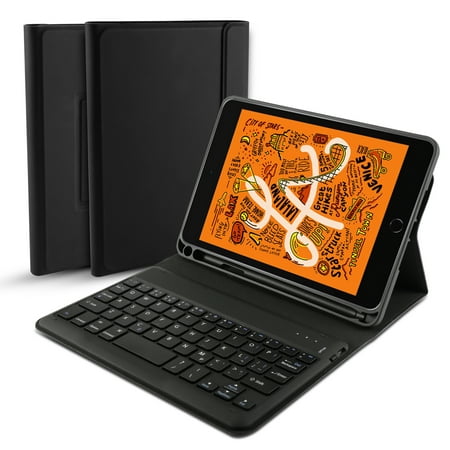 2019 UK Bluetooth Keyboard Leather Case Set Portable Artificial Leather iPad Mini 5 / iPad Mini Folio Flip Case Protector (Best Ipad Keyboard Uk)
