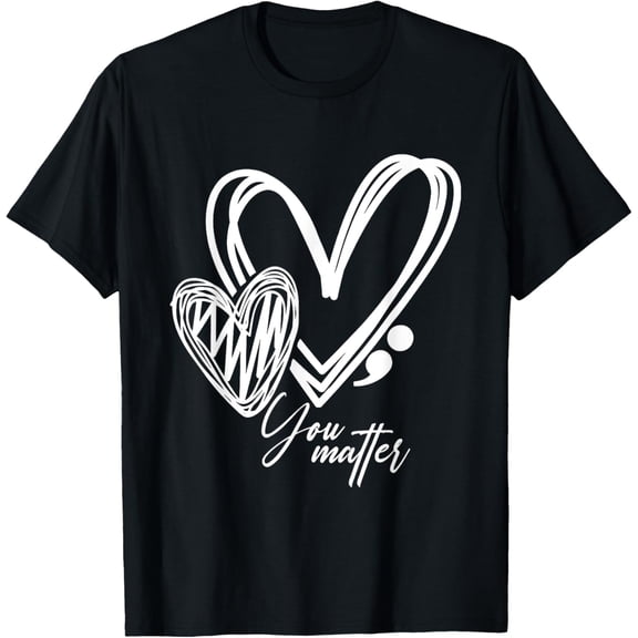You Matter Semicolon Heart Retro Mental Health Awareness T-Shirt