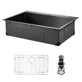 thumbnail image 3 of KFFKFF 33-inch Undermount Kitchen Sink, Top-Mounted 304 Stainless Steel Sinks, Single Bowl Basin for Farmhouse, Comes with Accessories, for RV, Kitchen Prep, and Bar Dishwasher Sinks Black, 3 of 9