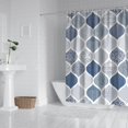 thumbnail image 3 of Blue Shower Curtain Bohemian Navy Blue and Grey Shower Curtain with Hook Boho Royal Indigo Gray Shower Curtain Farmhouse Modern Moroccan Design Washable Water Repellent Fabric 72x72 in, 3 of 5