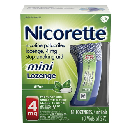 Nicorette Nicotine Mini Lozenge to Stop Smoking, 4mg, Mint Flavor, 81