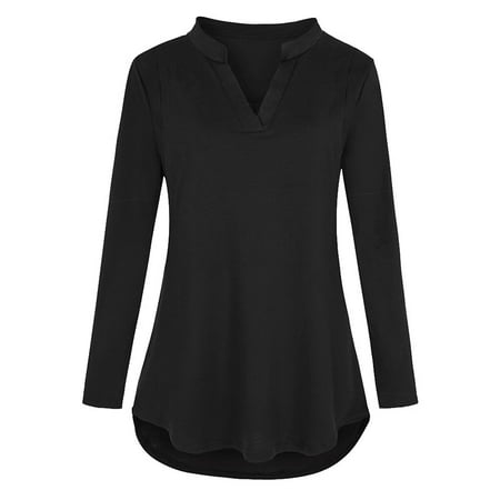 

Maternity Tops Women Maternity Long Sleeve Solid Color Nursing Tops Blouse For Breastfeeding Black M