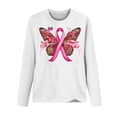 thumbnail image 3 of qelini Breast Cancer Awareness Shirt Casual Pullover Blouse Wowen's Graphic Tees Long Sleeve Shirts Fall Winter Crewneck Comfy Shirts White XL, 3 of 4