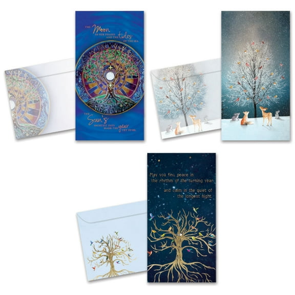 Tree-Free Greetings Solstice Greeting Card 12 Pack, 100% Recycled Paper, 3.7x7, Winter in Nature (ZP70218)
