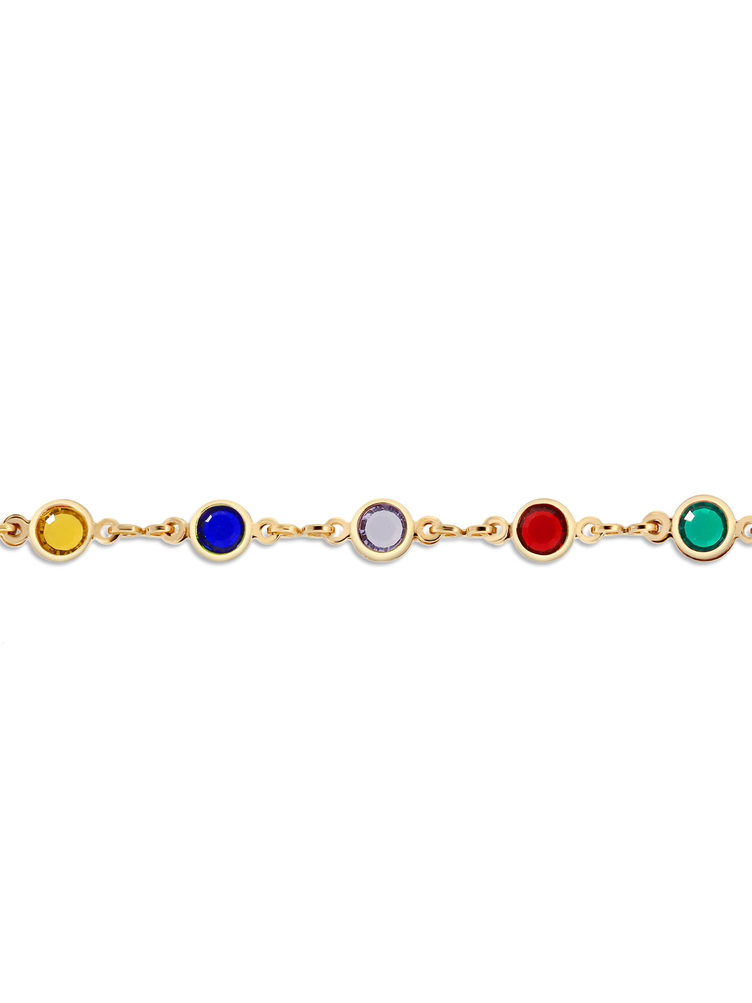 Gem Stone King 10 Inch Multi-Color Crystal /& Gold Plated Brass Anklet Bracelet