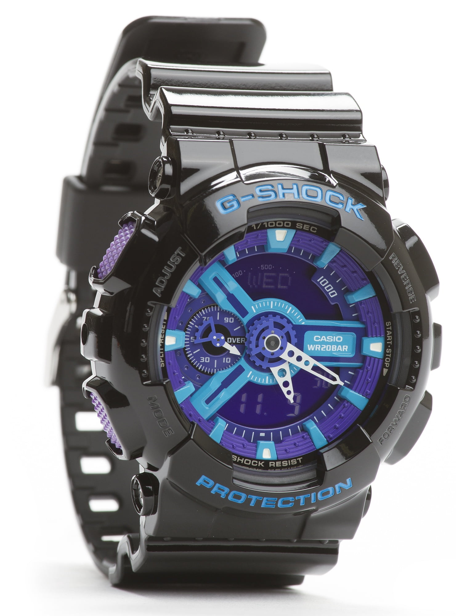 Casio - Mens G-Shock XL Ana-Digi Resin Watch - Black Rubber Strap - Multicolor Dial - GA110HC-1A