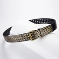 thumbnail image 3 of Defitshape Women's Metal Adjustable Grommet Belts Faux Leather Belt Steampunk Fashion Buckle Cyberpunk Groove Belt Black Gold X-Small-Large, 3 of 5