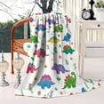 thumbnail image 2 of White Cartoon Dinosaurs Flowers Pattern Blanket,Comfortable Soft Lamb Wool Throw Blanket,All Season,Warm Lightweight Blankets for Sofa Bed Couch Living Room Chair,60"x80", 2 of 4