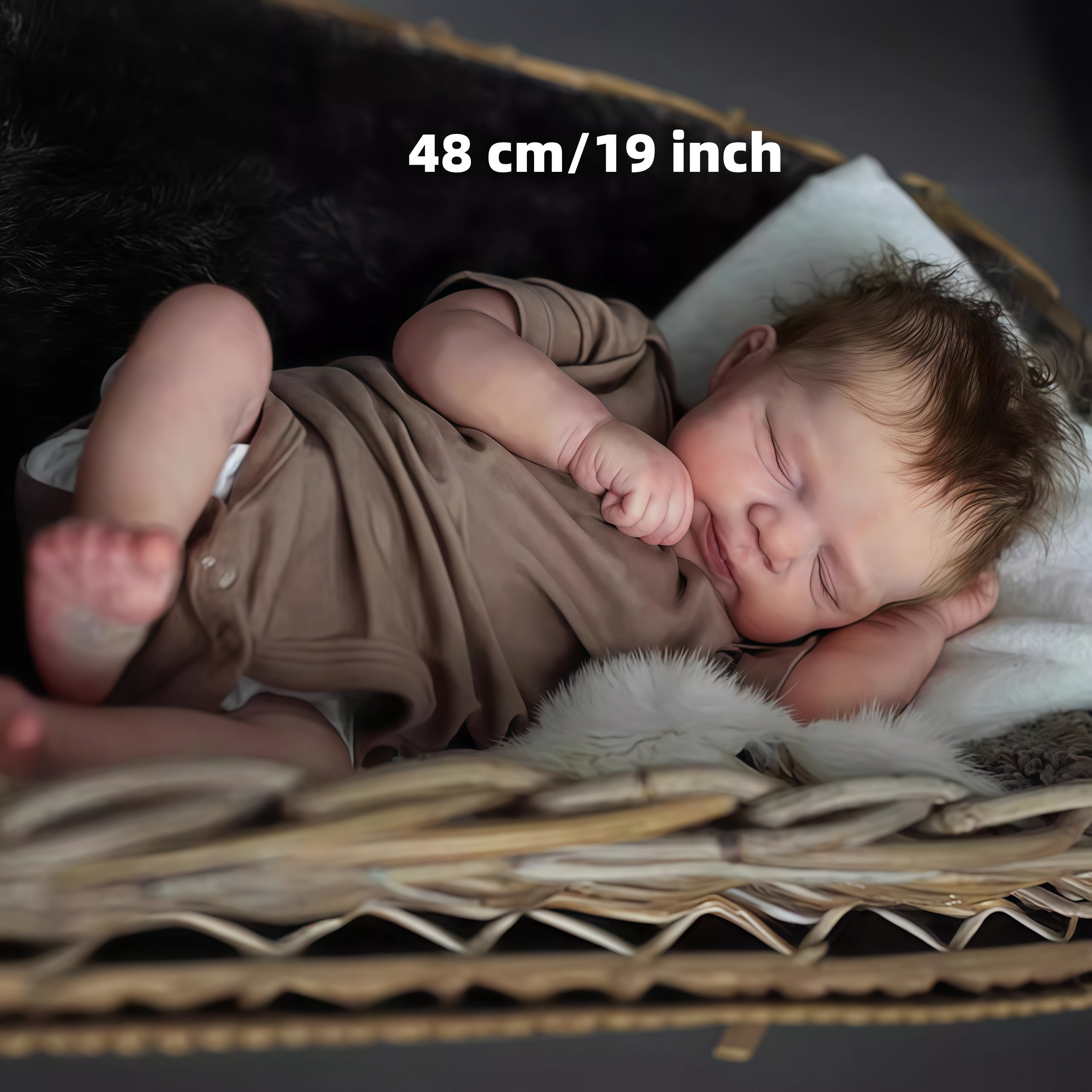 19-Inch Realistic 3D Hand-Painted Reborn Baby Doll-Perfect for Collectors & Gifts