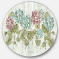 thumbnail image 1 of Designart 'fleurs d'Hortensia Rouges et Bleues' Art Mural Rond en Métal Style Ferme - Disque de 36, 1 of 5