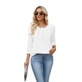 thumbnail image 5 of WIHOLL Women's 3/4 Sleeve Tops Dressy Casual Pleated Business Work Blouses Office Shirts, 5 of 11