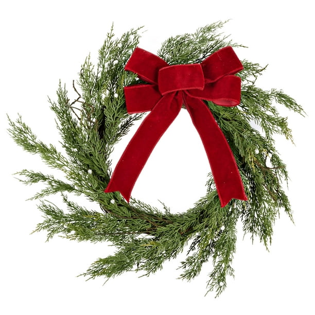 Holiday Time Christmas Red Bow Wreath, 20 inch diameter