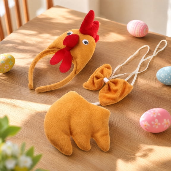 TABLZONE 1 Set of Chicken Headband Tail Cosplay Accessory Cotton for Birthday Parties