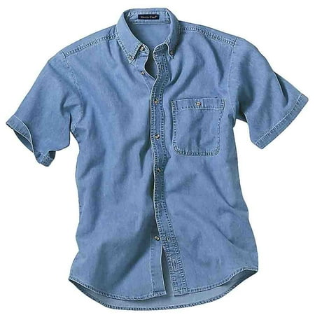 - River's End Mens Short Sleeve Denim and Twill Shirt Casual Tops