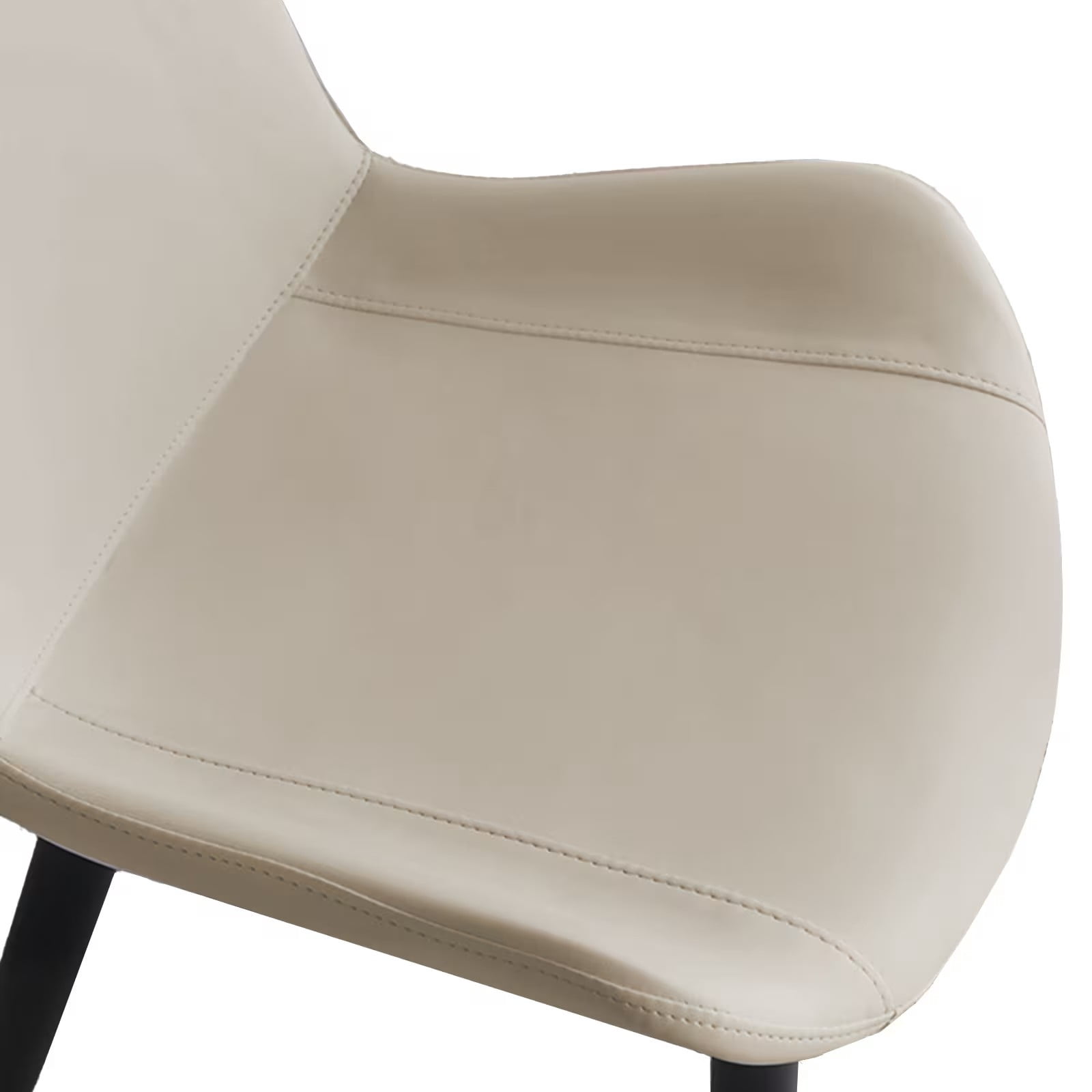 Light Grey PU Leather Dining Chairs Set of 4, Modern Upholstered Kitchen Chairs with Metal Legs, Armless Side Chairs for Dining Room, Restaurant, Living Room & Meeting Room