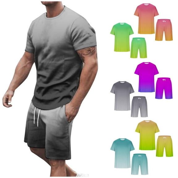 CHGBMOK Mens Short Sets Workout Sets Athletic Clothes Soccer Shirts Shorts Basketball Running Gym Football Outfits Summer M-5XL