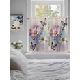 thumbnail image 3 of Pink Blue Floral Bathroom Window Curtain, Butterflies Retro Oil Painting Light Filtering Coffee Kitchen Curtains, Bedroom Living Room Curtains 2 Panel 84"x45", 3 of 6