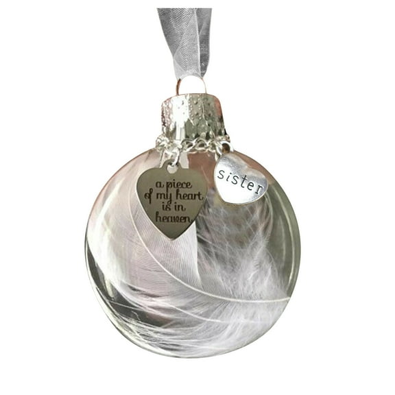 VerPetridure Memorial Brothers and Sisters Pendant B Sisters Feather Ball - A Piece Of My Heart Is In Heave Memorial Ornament