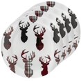 thumbnail image 1 of Safdie & Co. Luxury Premium Porcelain Tableware Dishware Side Plates 4 Piece Set Plaid Deer Shield, 1 of 3